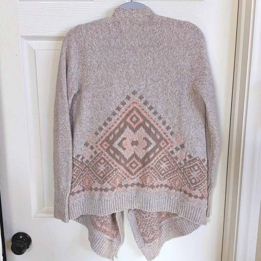 Hollister Fair Isle Waterfall Cardigan Open Front Boho Small